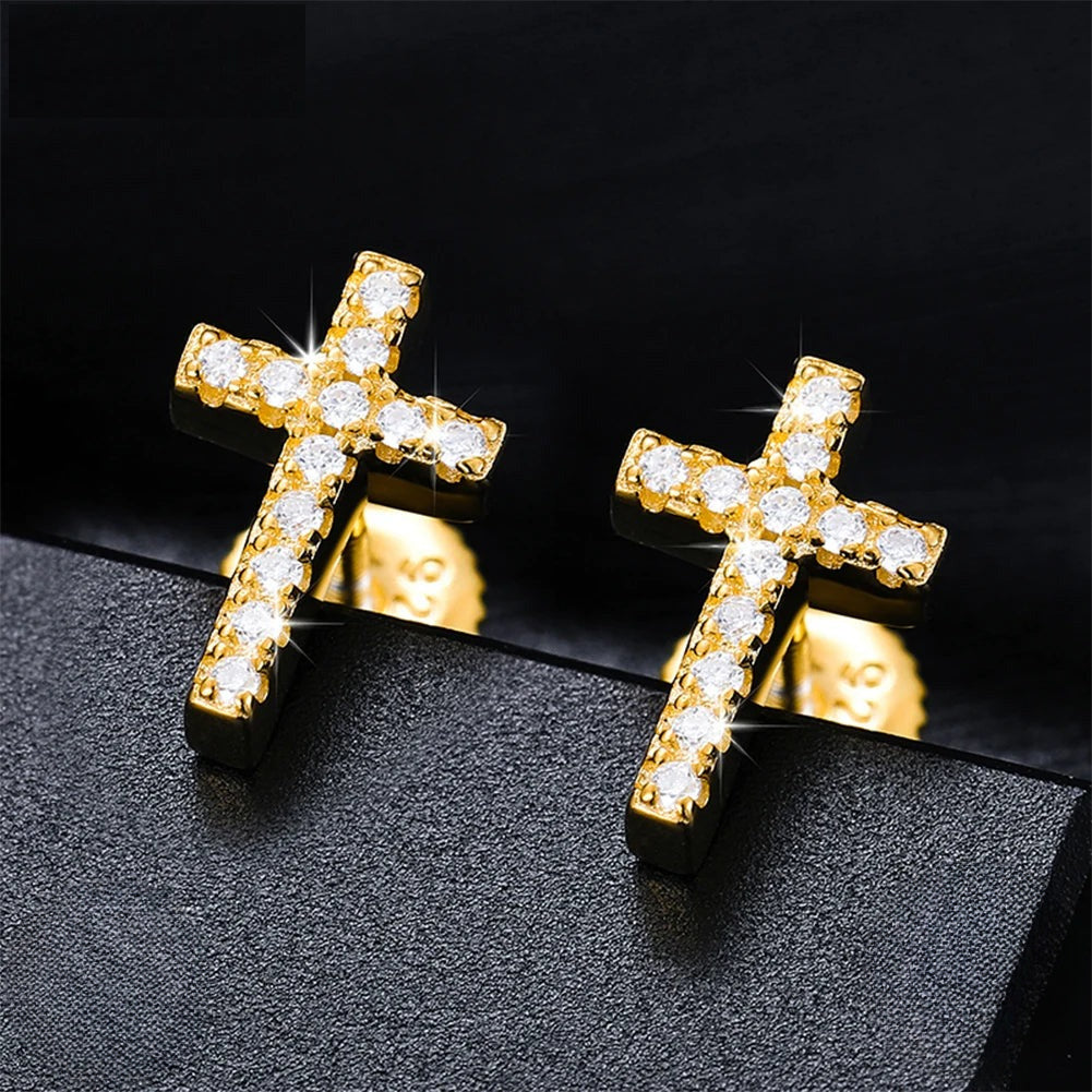 Moissanite Cross Stud Earrings, image 2