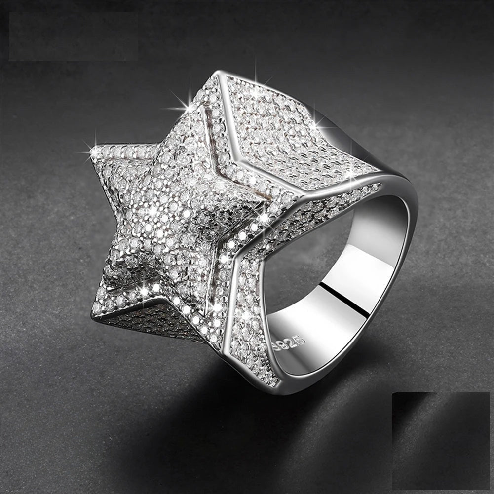 Iced Out Star Ring for Men, image 2