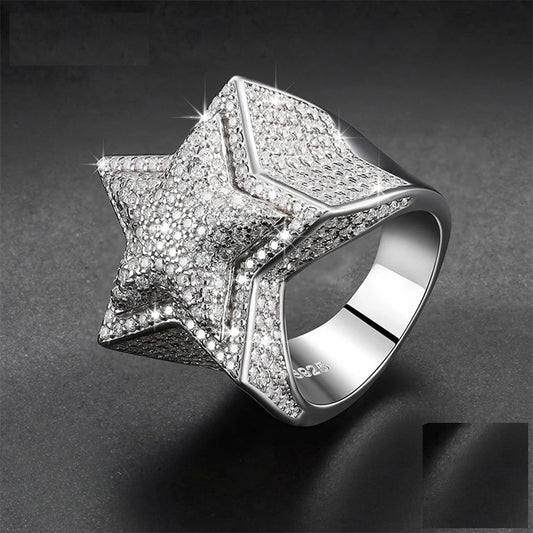 Iced Out Star Ring for Men, image 2