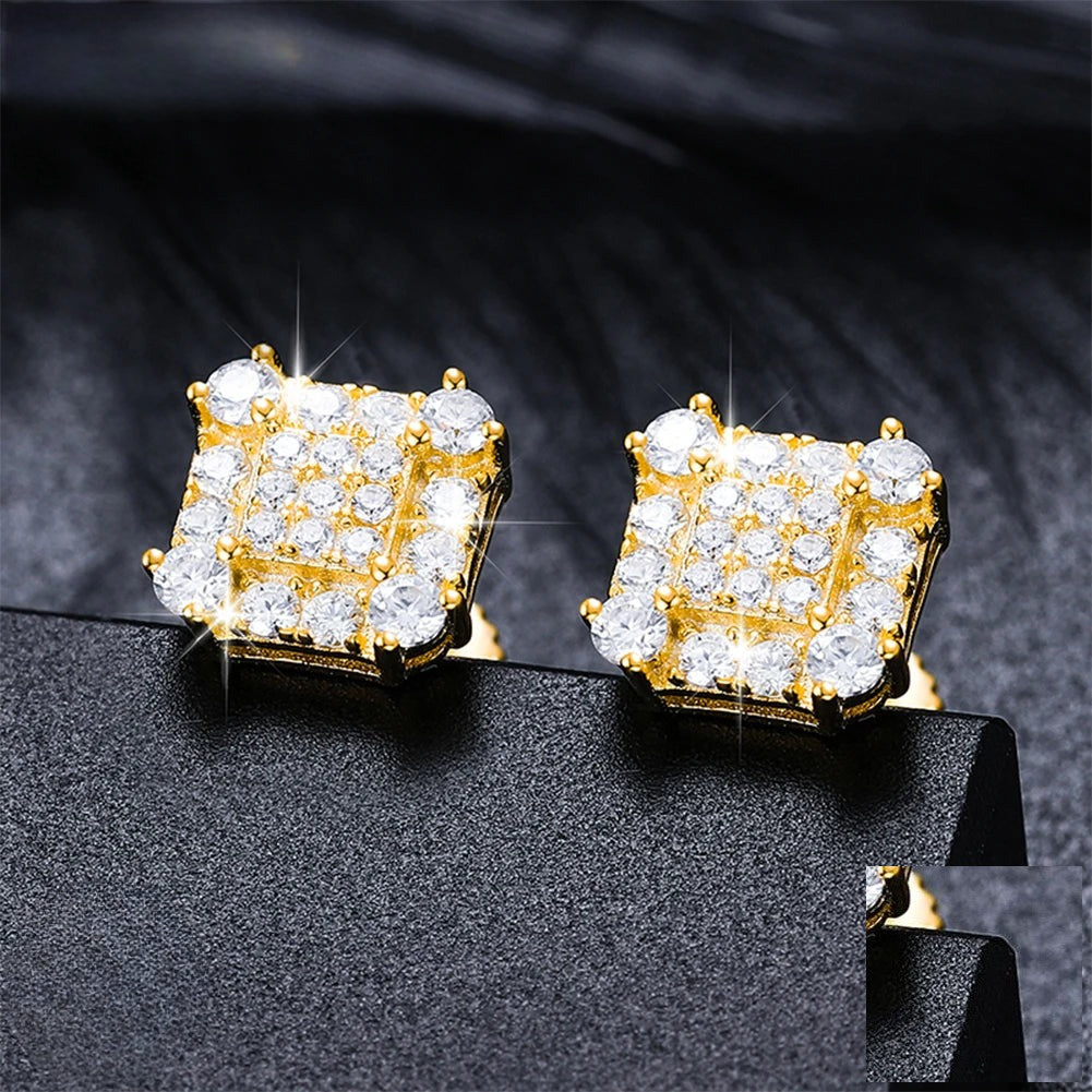Moissanite Pave Square Stud Earrings, image 3