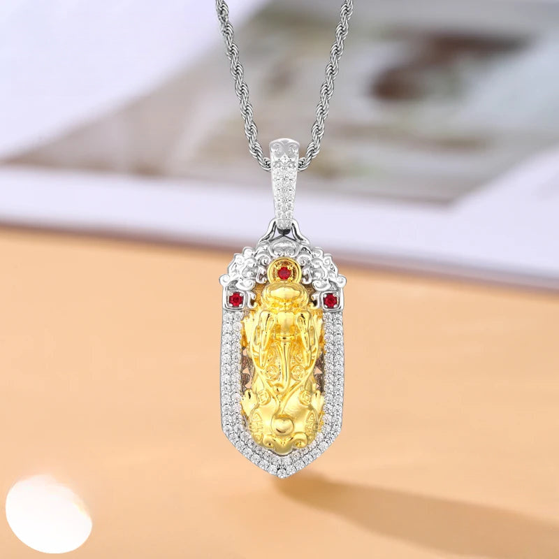 Iced Out Evil Eye Pendant Necklace for Men, image 2