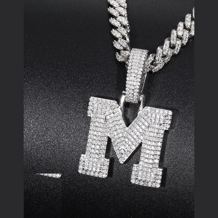 Moissanite Initial Pendant for Men