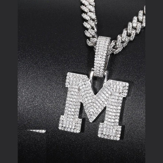 Moissanite Initial Pendant for Men