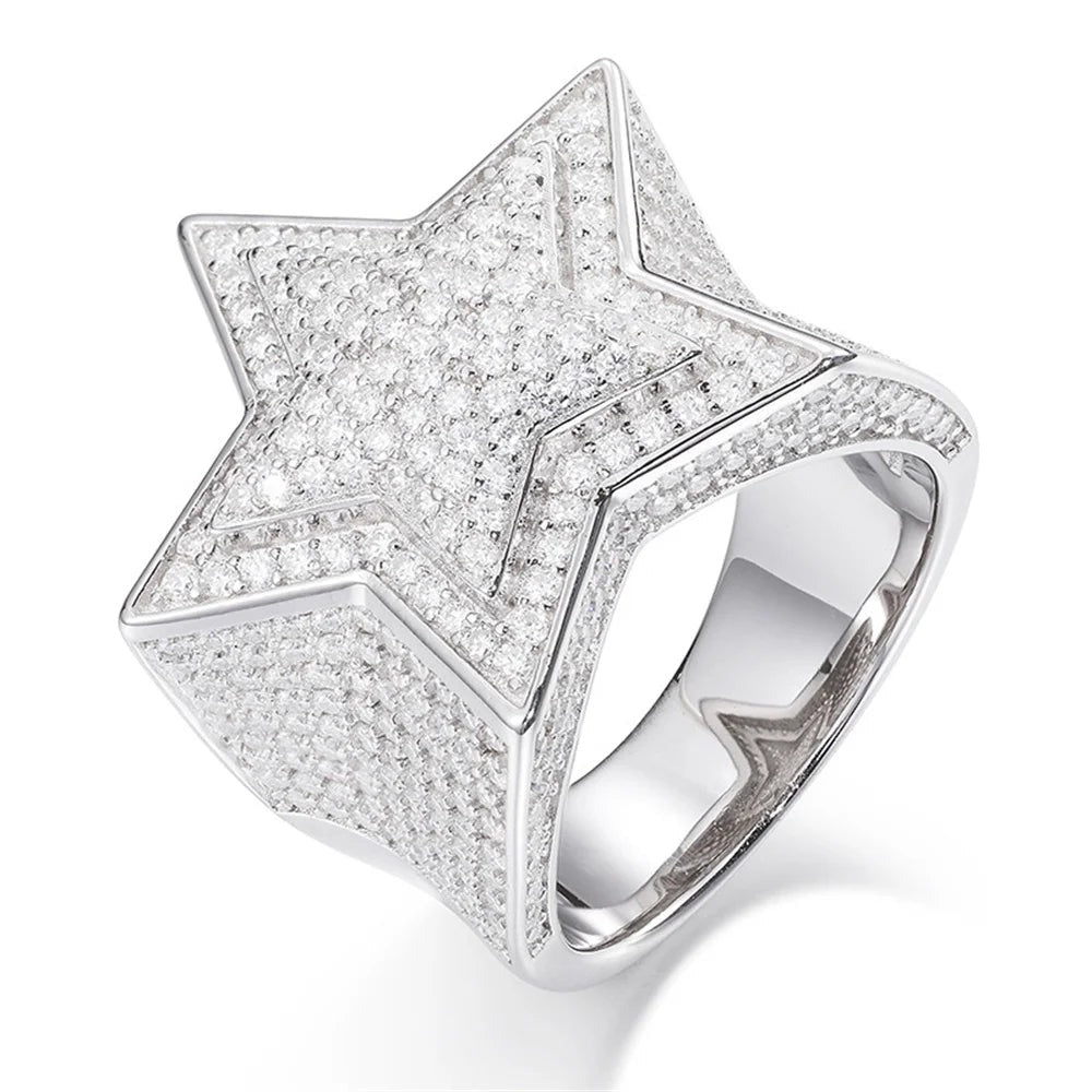 Iced Out Star Ring for Men