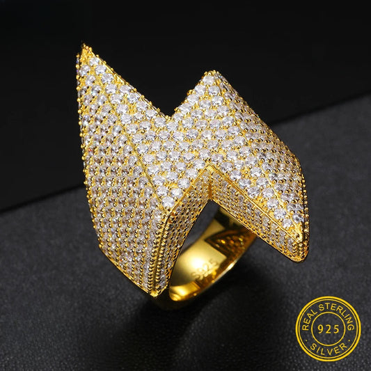 Iced Out Lightning Bolt Ring for Men, image 3