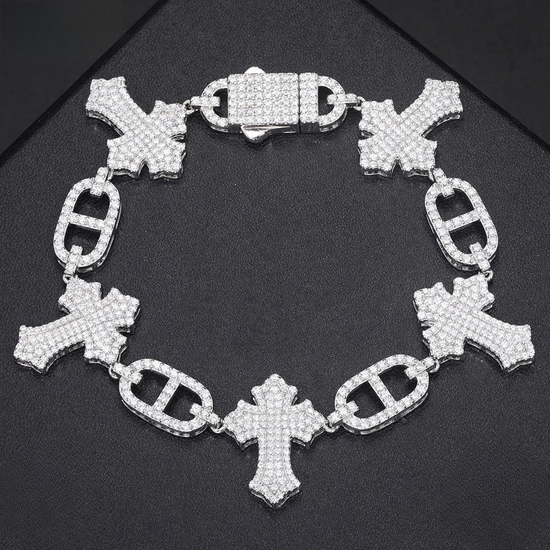 Iced Out Cross Link Bracelet, image 2