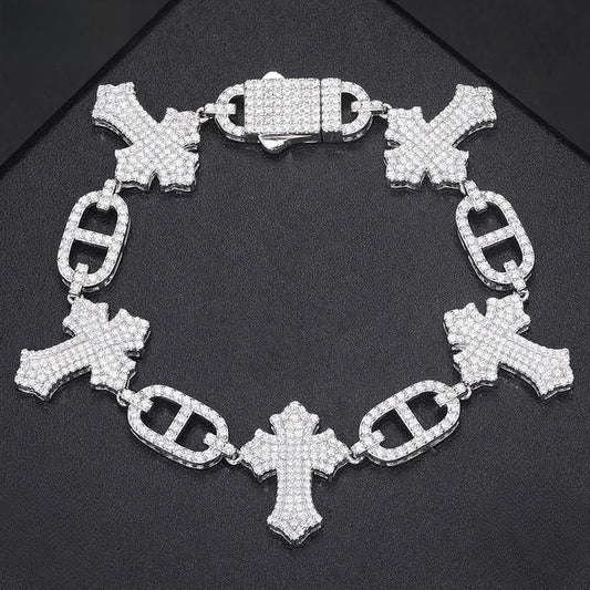 Iced Out Cross Link Bracelet, image 2