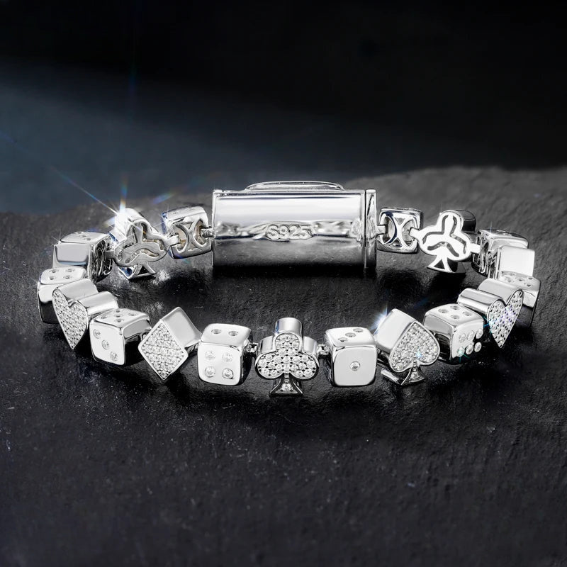 Iced Out Poker Dice Link Bracelet for Men, image 3