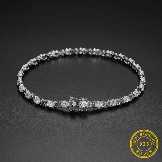 4mm Round Cut Moissanite Tennis Bracelet, image 2