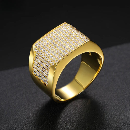 Iced Out Moissanite Square Signet Ring for Men, image 2