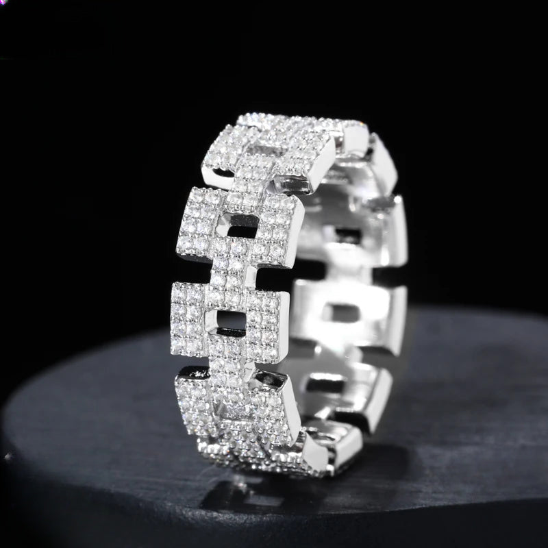 8mm Moissanite Cuban Link Ring for Men, image 2