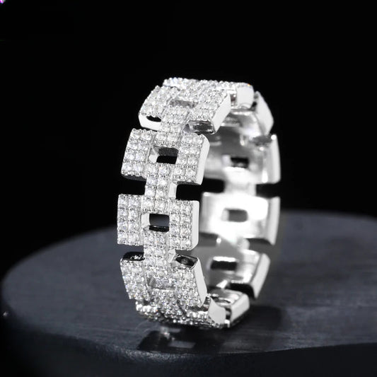8mm Moissanite Cuban Link Ring for Men, image 2
