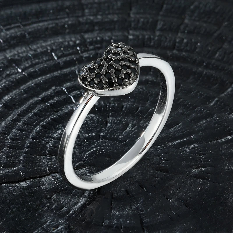 Black Moissanite Pave Heart Ring, image 3