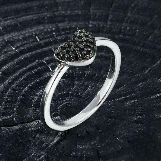 Black Moissanite Pave Heart Ring, image 3