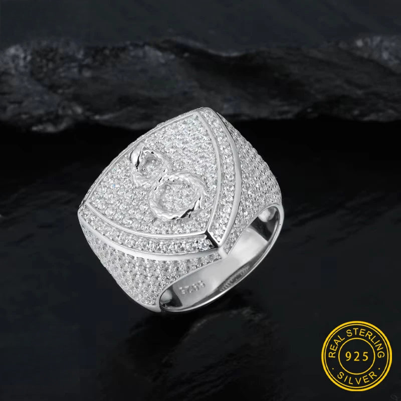 Iced Out Infinity Signet Ring for Men, image 3