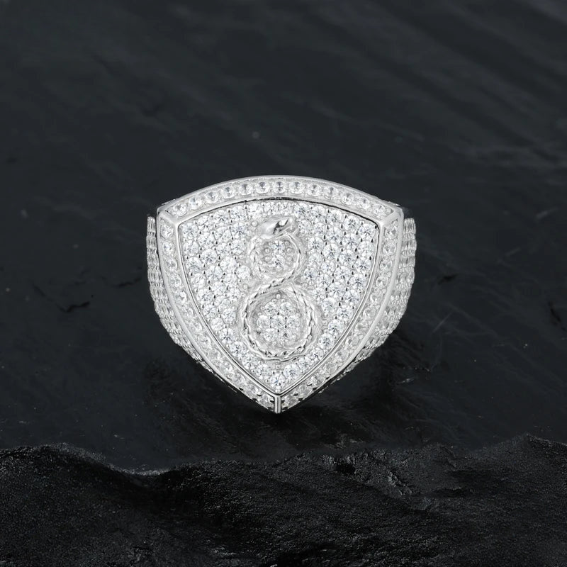 Iced Out Infinity Signet Ring for Men, image 4