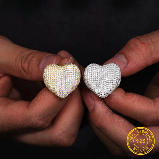 Iced Out Pave Heart Ring for Men, image 3