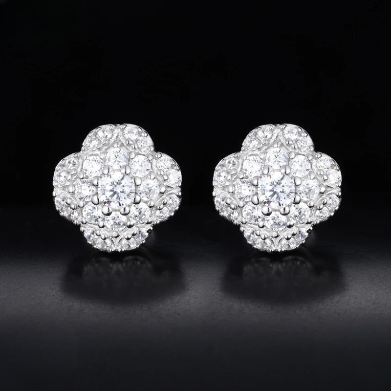 Moissanite Clover Cluster Stud Earrings, image 3