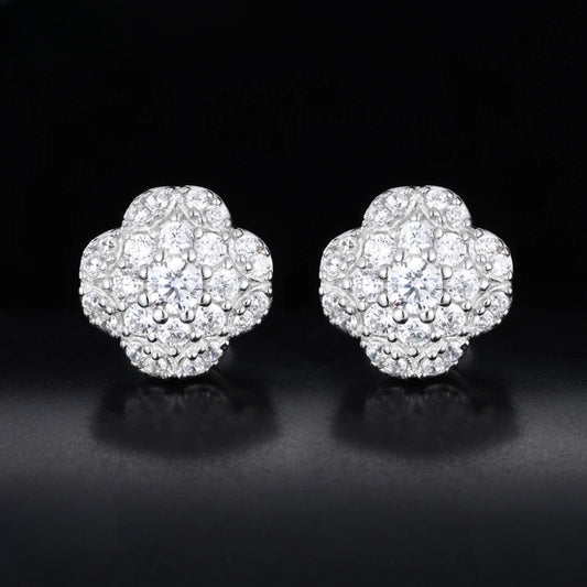 Moissanite Clover Cluster Stud Earrings, image 3