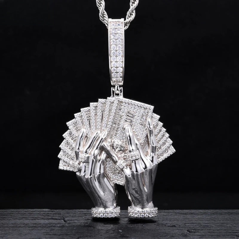 Iced Out Money Pendant Necklace for Men, image 2