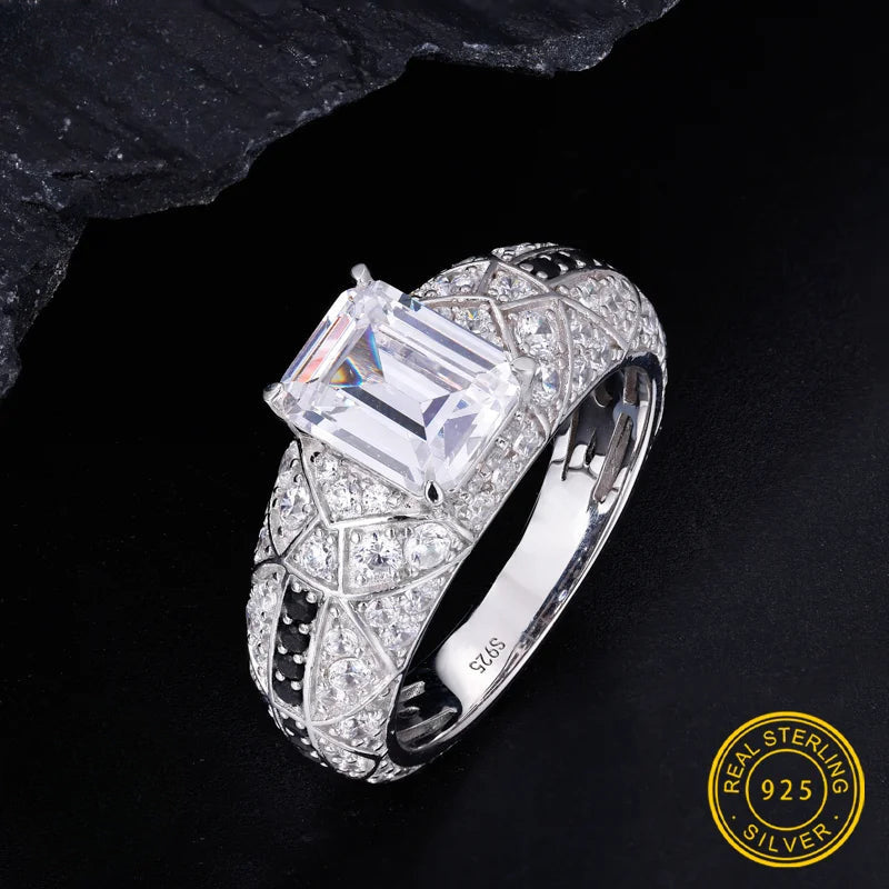 Emerald Cut Moissanite or Cubic Zirconia Signet Ring for Men, image 2