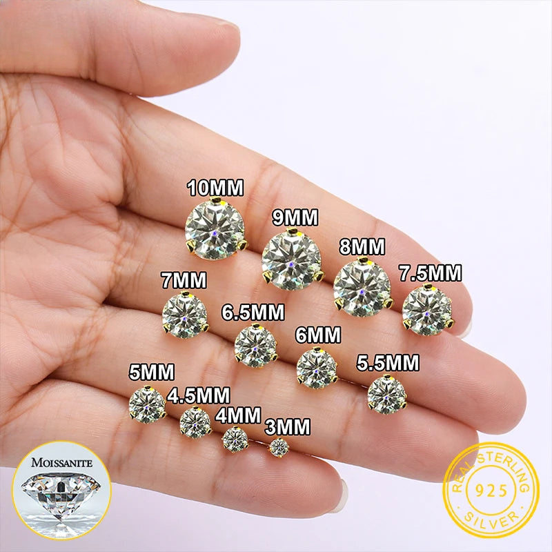 Moissanite Three Claw Cluster Stud Earrings, image 2