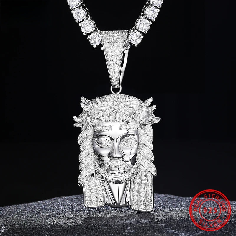 Iced Out Jesus Head Pendant for Men, image 2