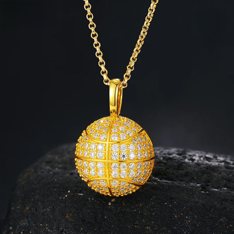 Moissanite Globe Pendant Necklace for Men