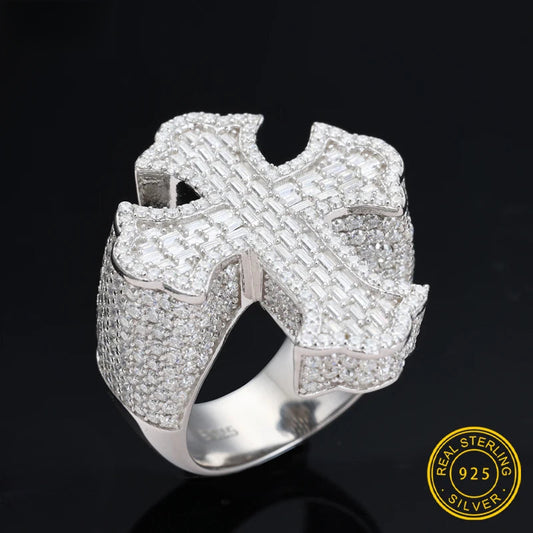 Iced Out Cross Ring for Men, image 2