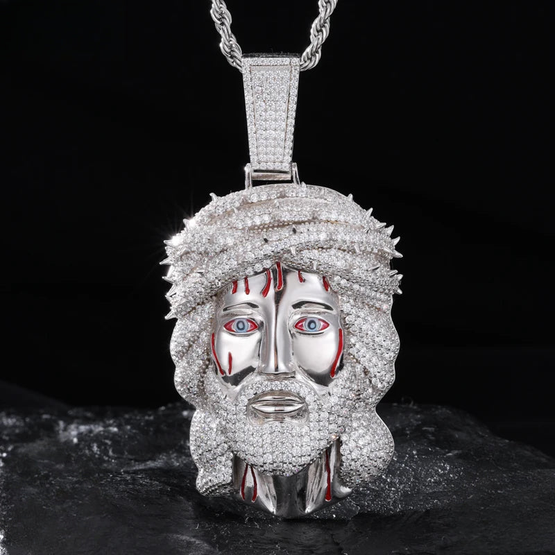 Iced Out Jesus Head or Lion Head Pendant for Men, image 2