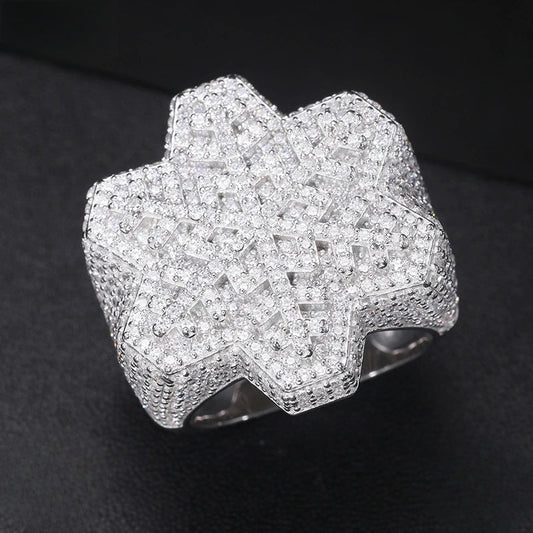 Iced Out Snowflake Ring for Men
