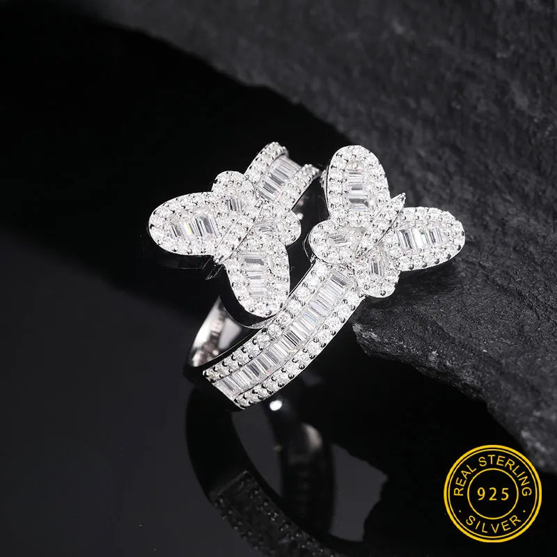 Iced Out Moissanite Butterfly Ring, image 2