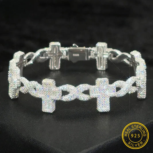Iced Out Cross Link Bracelet for Men, image 3