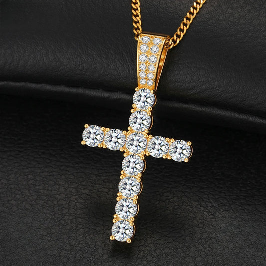 5mm Moissanite Cross Pendant Necklace for Men