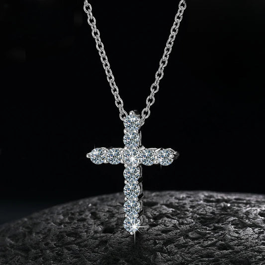 Moissanite Cross Pendant Necklace