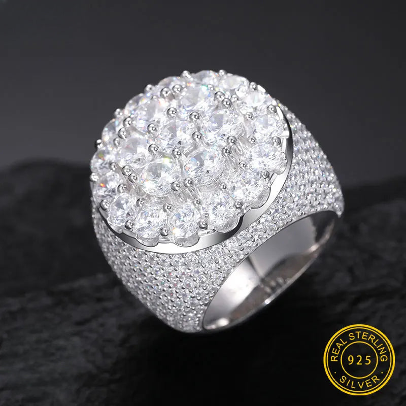 Iced Out Moissanite Dome Ring for Men, image 2