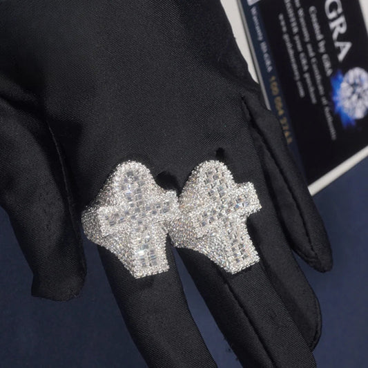 Iced Out Baguette Cross Ring for Men, image 2