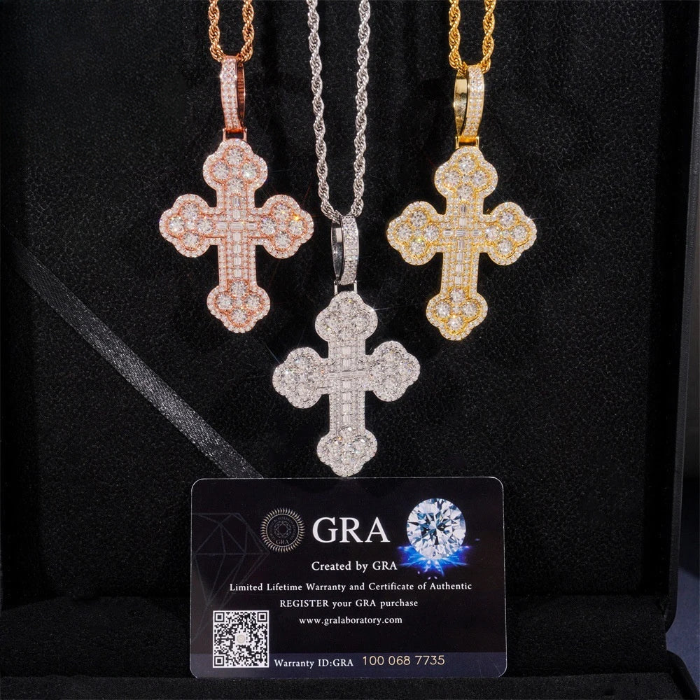 Flower Cross Pendant Necklace for Men, image 3
