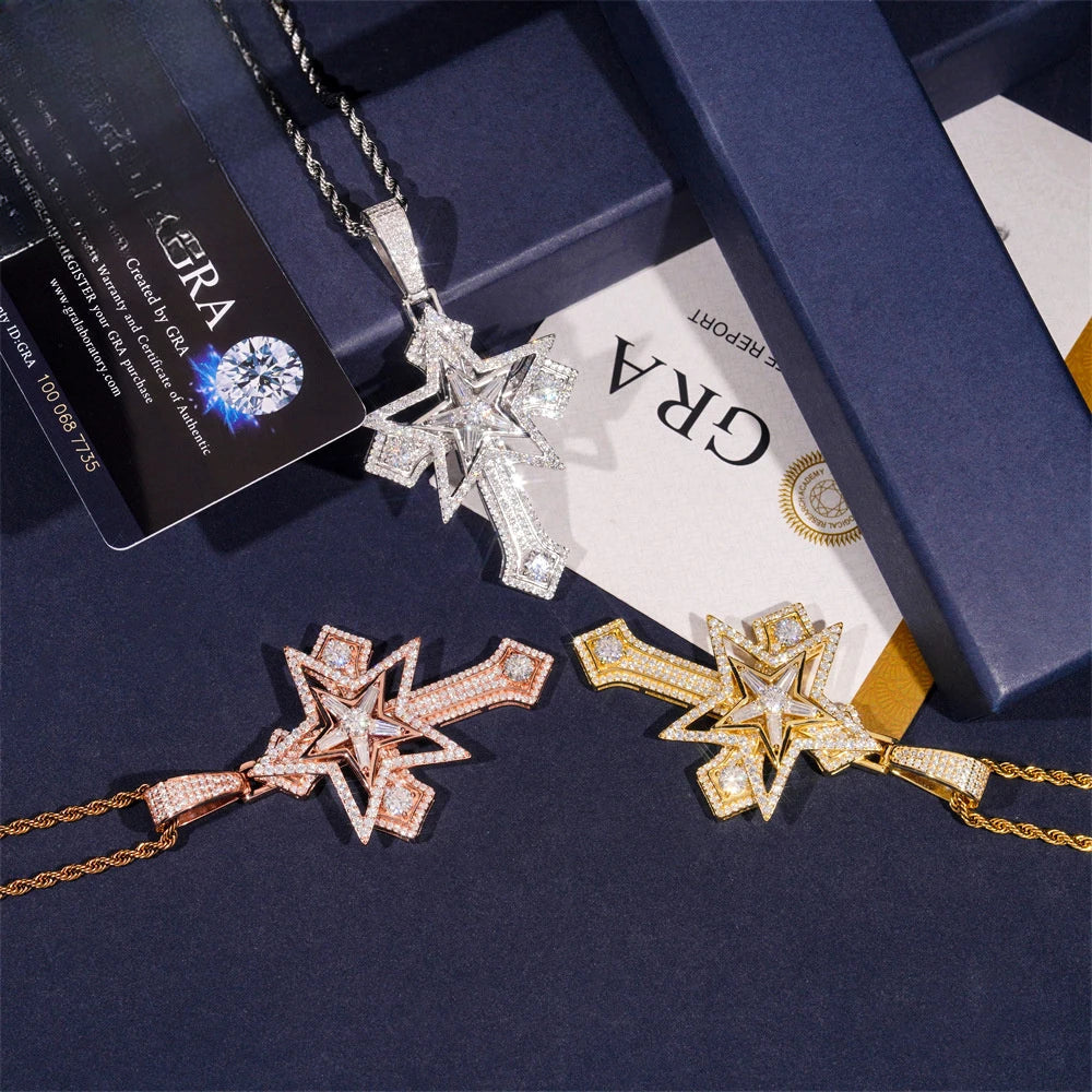 Star Cross Pendant Necklace for Men, image 2