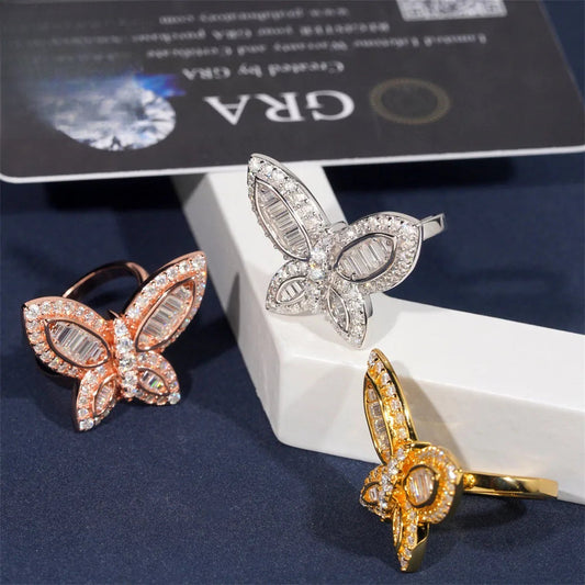 Iced Out Baguette Butterfly Ring, image 3