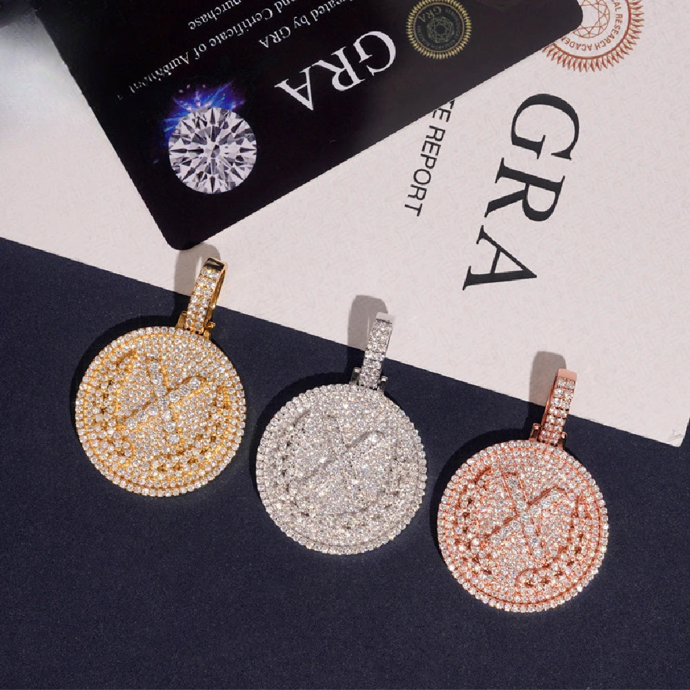 Iced Out Round Medallion Pendant Necklace for Men, image 2