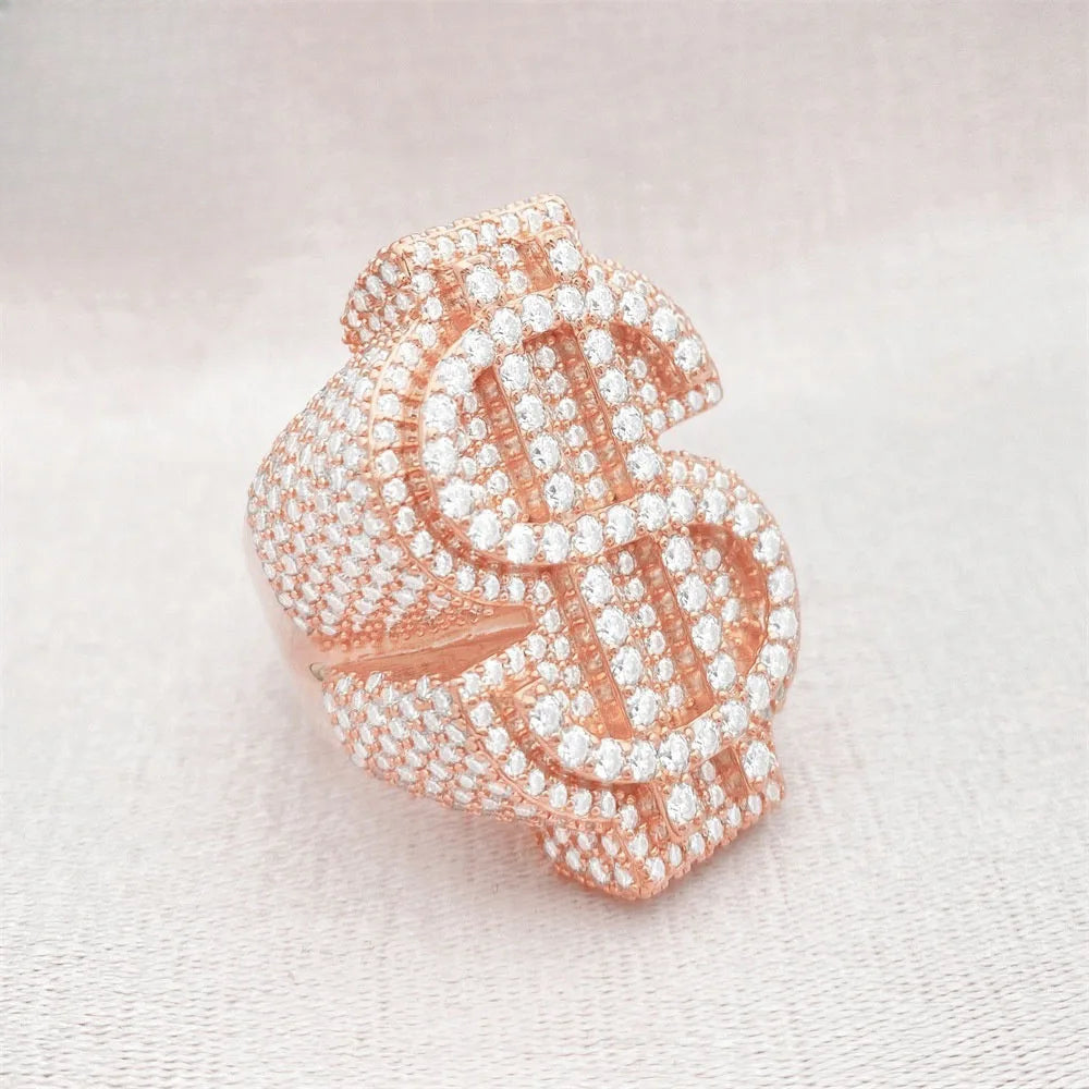 Iced Out Dollar Sign Ring for Men, image 2