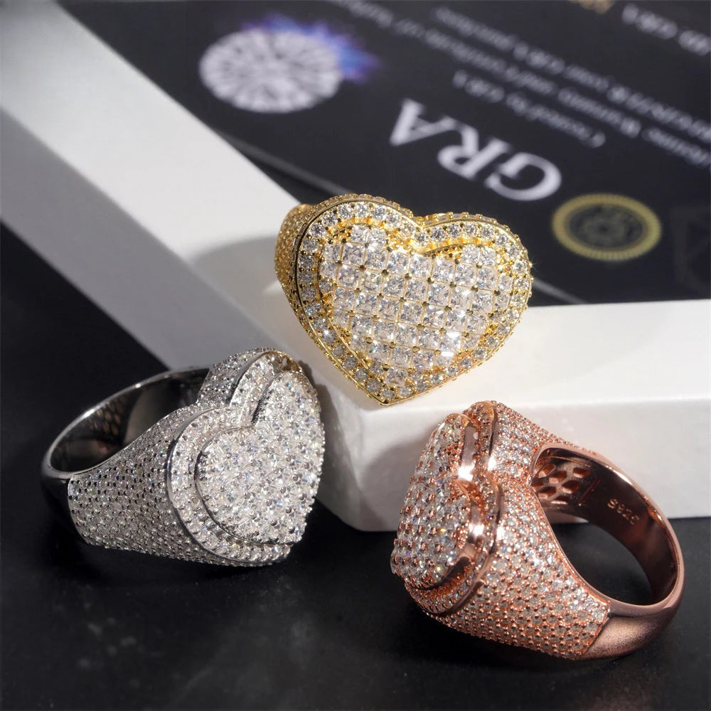 Iced Out Pave Heart Ring for Men, image 3