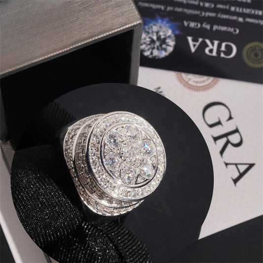 Iced Out Round Cluster Ring for Men, image 3