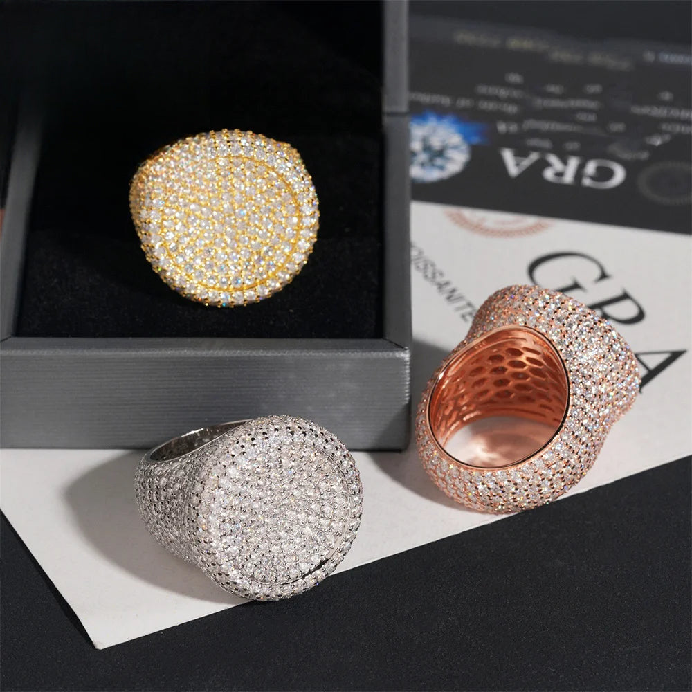 Iced Out Round Signet Ring for Men, image 2