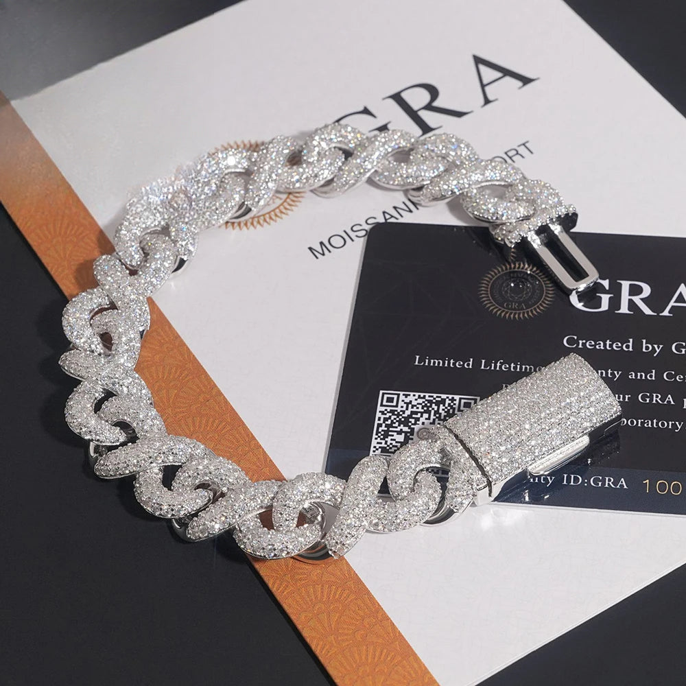 13mm Iced Out Moissanite Cuban Link Bracelet for Men, image 2