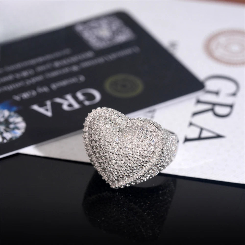 Iced Out Pave Heart Ring for Men, image 2