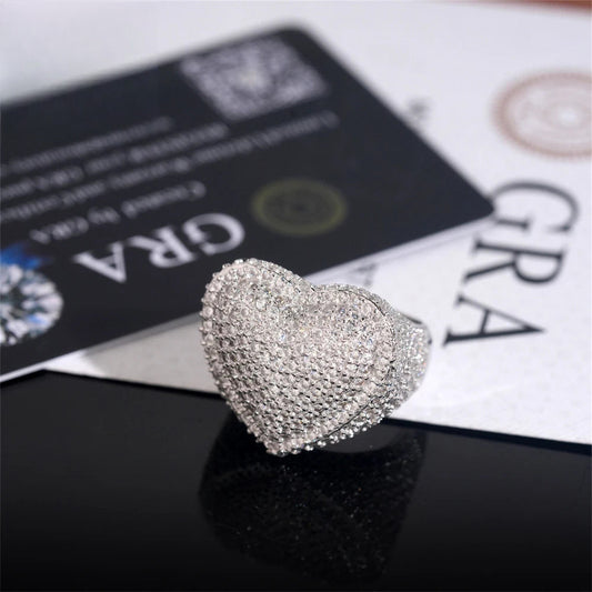 Iced Out Pave Heart Ring for Men, image 2