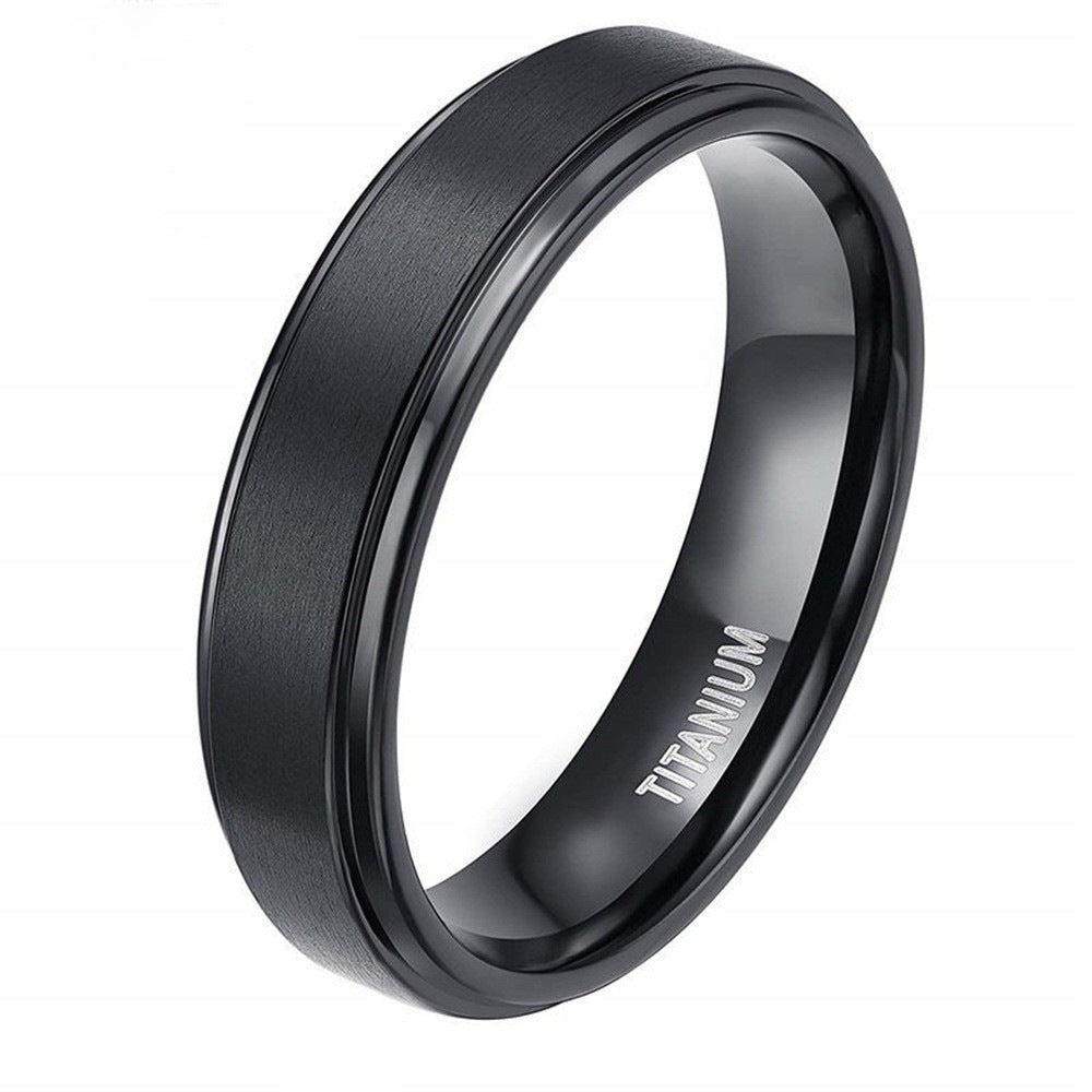 Titanium Step-Edge Band - Sandblasted Black - 4mm