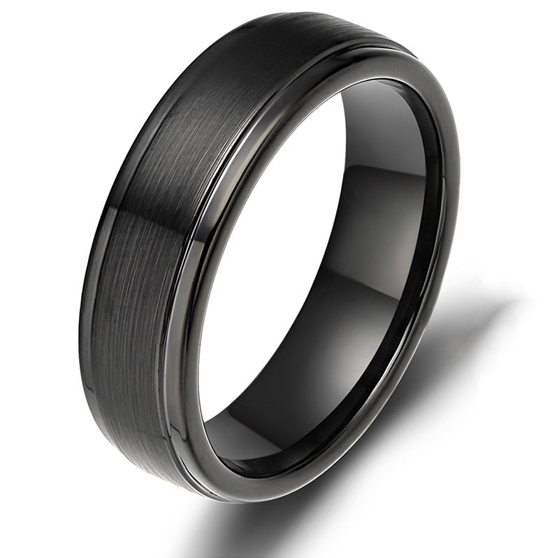Titanium Step-Edge Band - Sandblasted Black - 6mm